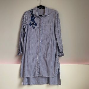 High-Low Striped Long Sleeve Dress